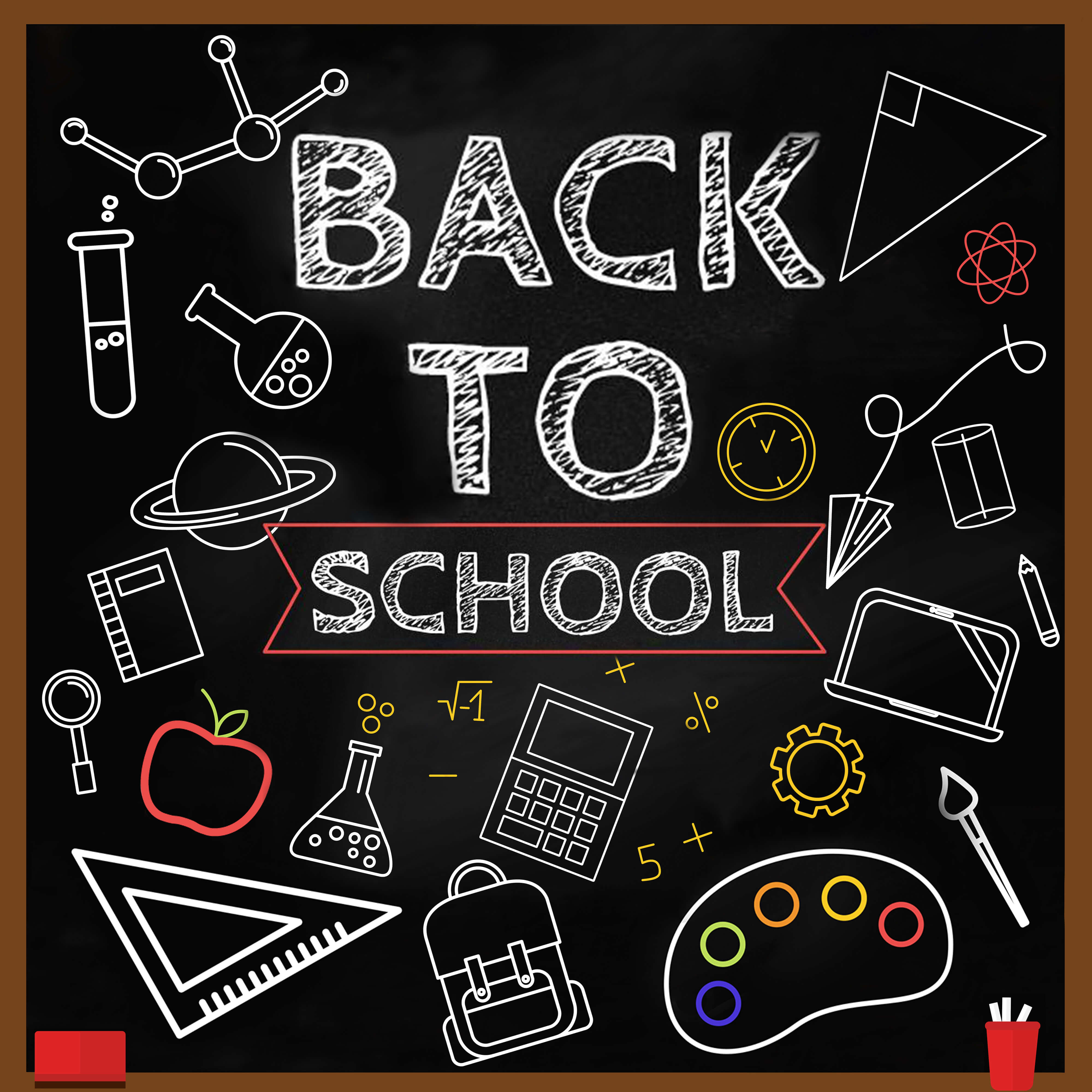 Back to School Blackboard Chalk Drawing Backdrop RR6-31