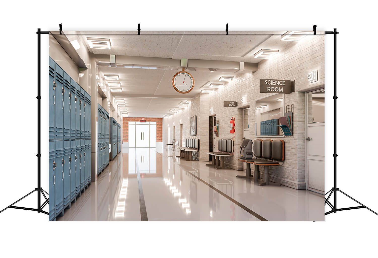 High School Corridor Locker Classroom Backdrop RR6-32