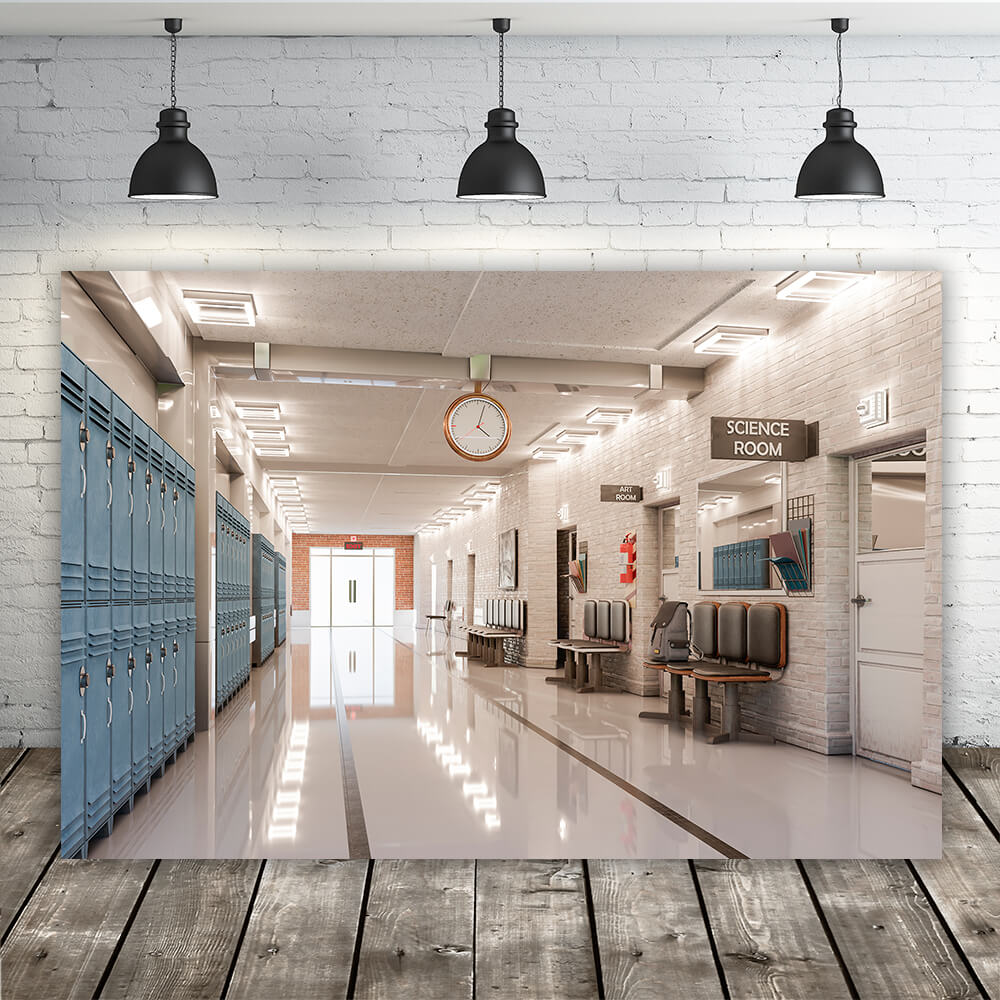 High School Corridor Locker Classroom Backdrop RR6-32