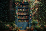 Bookshelf in Flowers Back to School Backdrop RR6-35