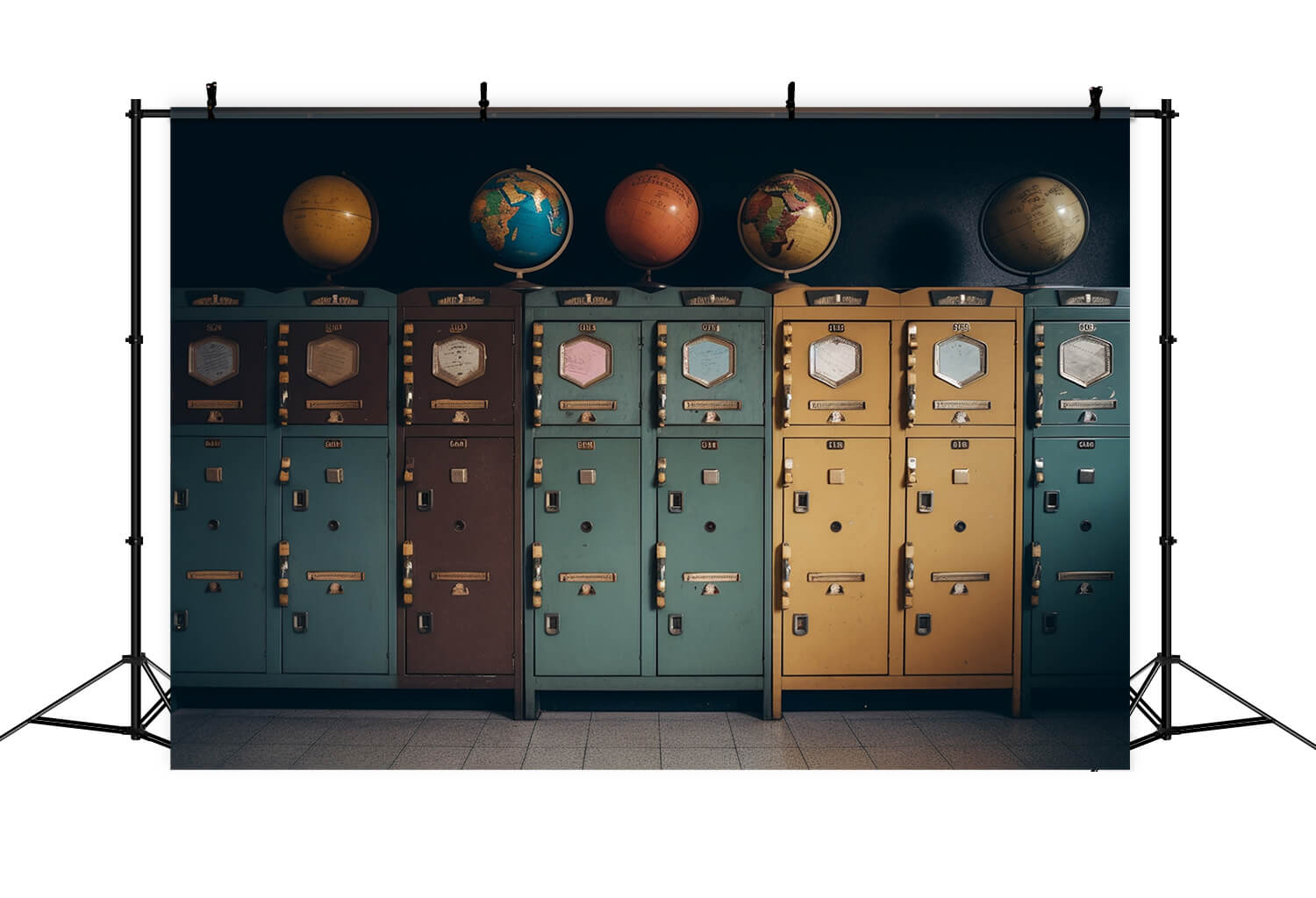 School Locker Globe Photo Booth Backdrop RR6-36