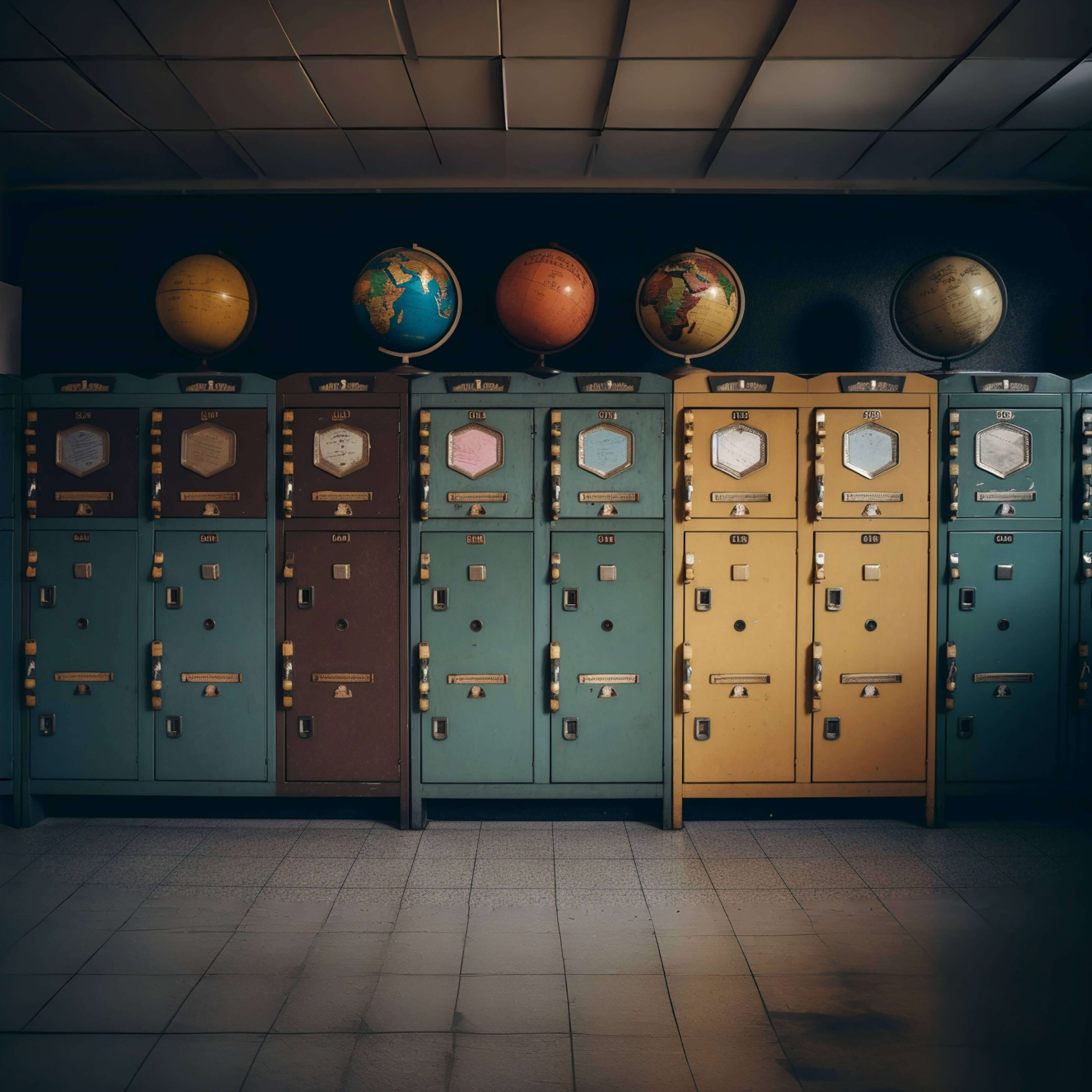 School Locker Globe Photo Booth Backdrop RR6-36