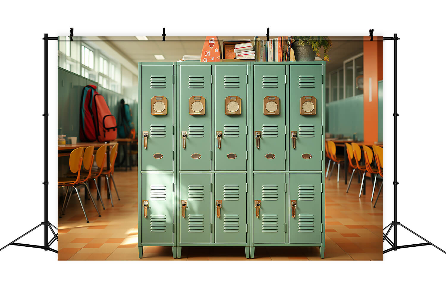 High School Lockers Hallway Photography Backdrop RR6-37