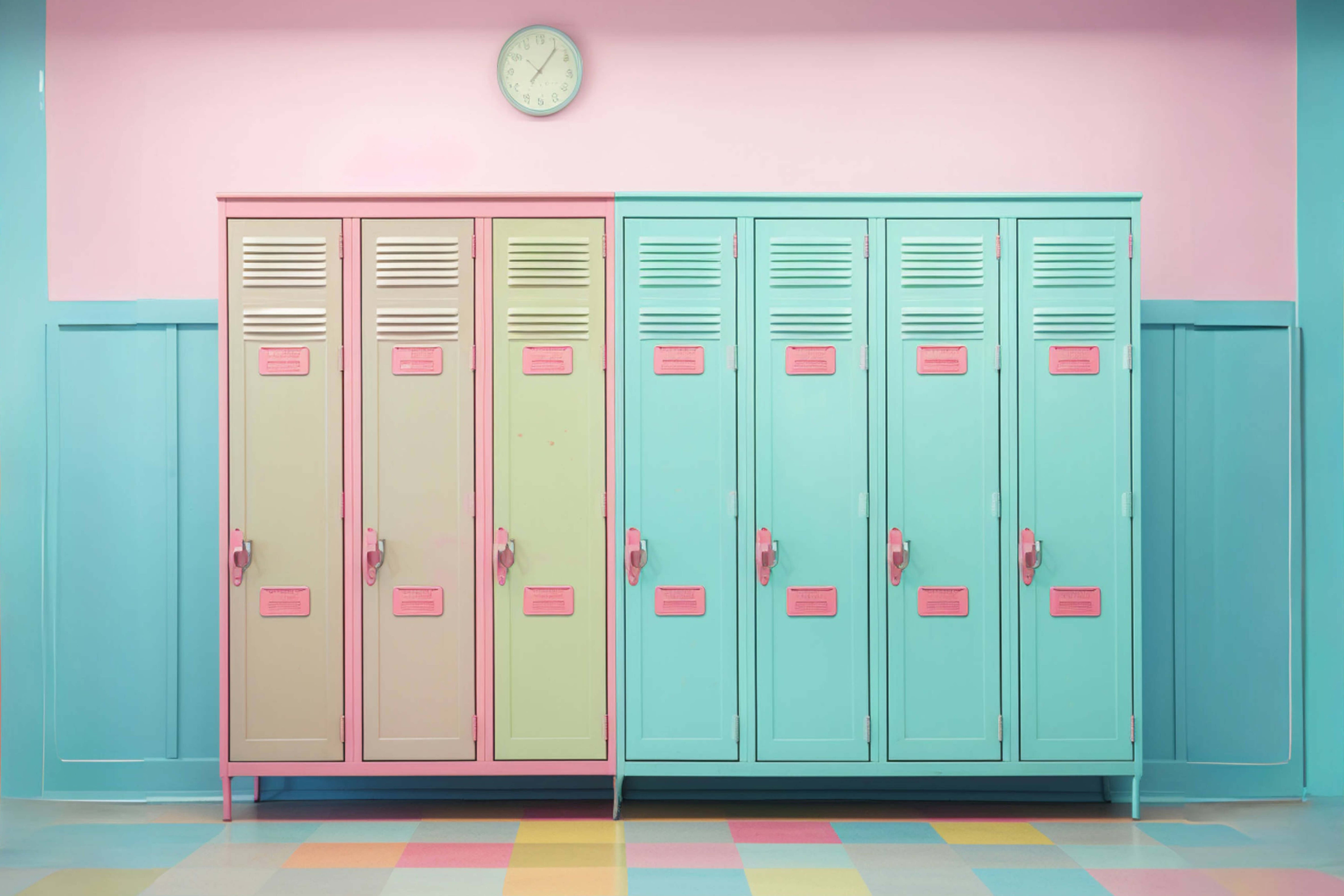 Colorful Lockers Wall Back to School Backdrop RR6-38