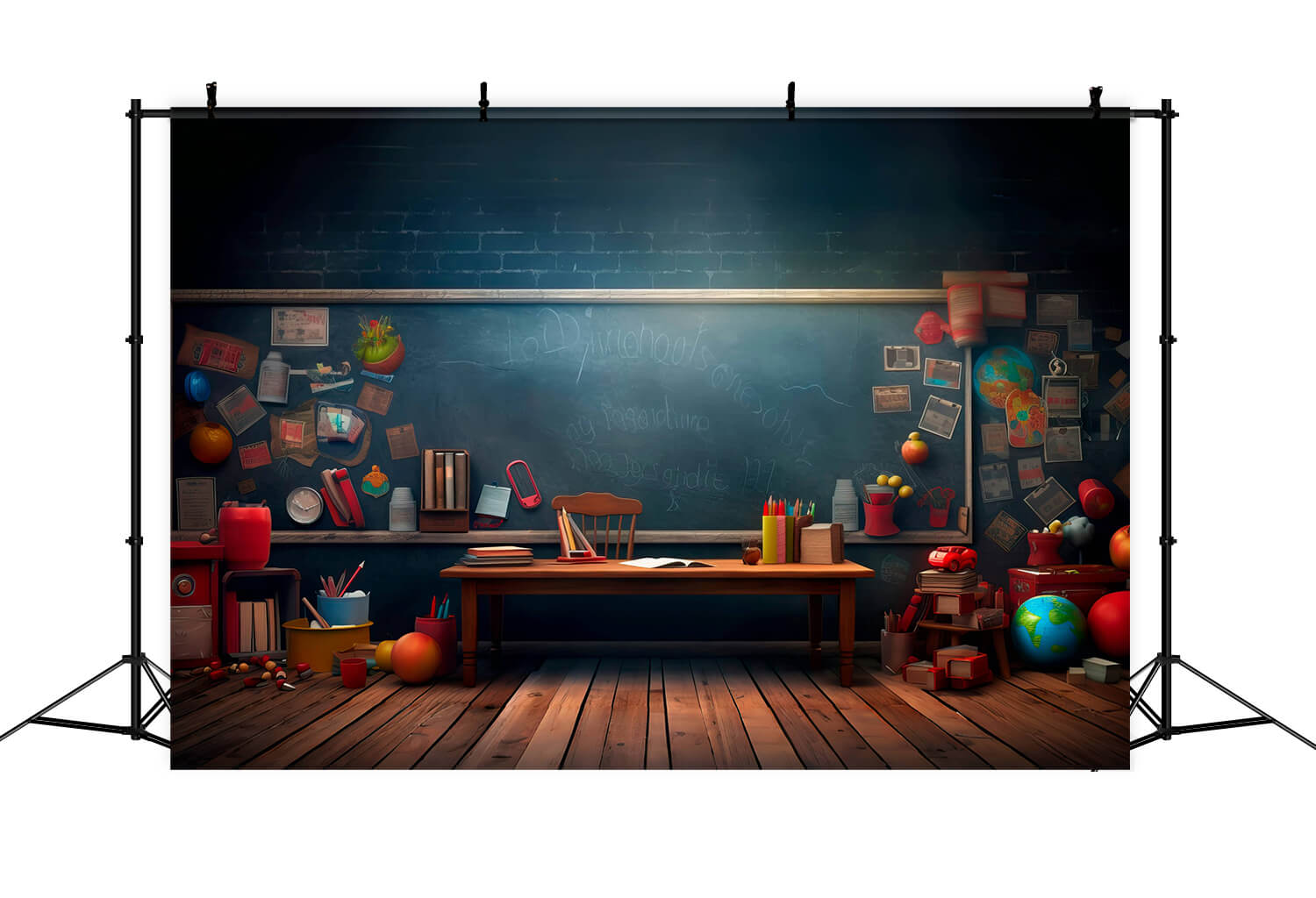 Classroom Blackboard Desk School Supplies Backdrop RR6-40