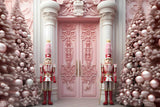 Nutcracker Christmas Pink Door House Backdrop RR6-47