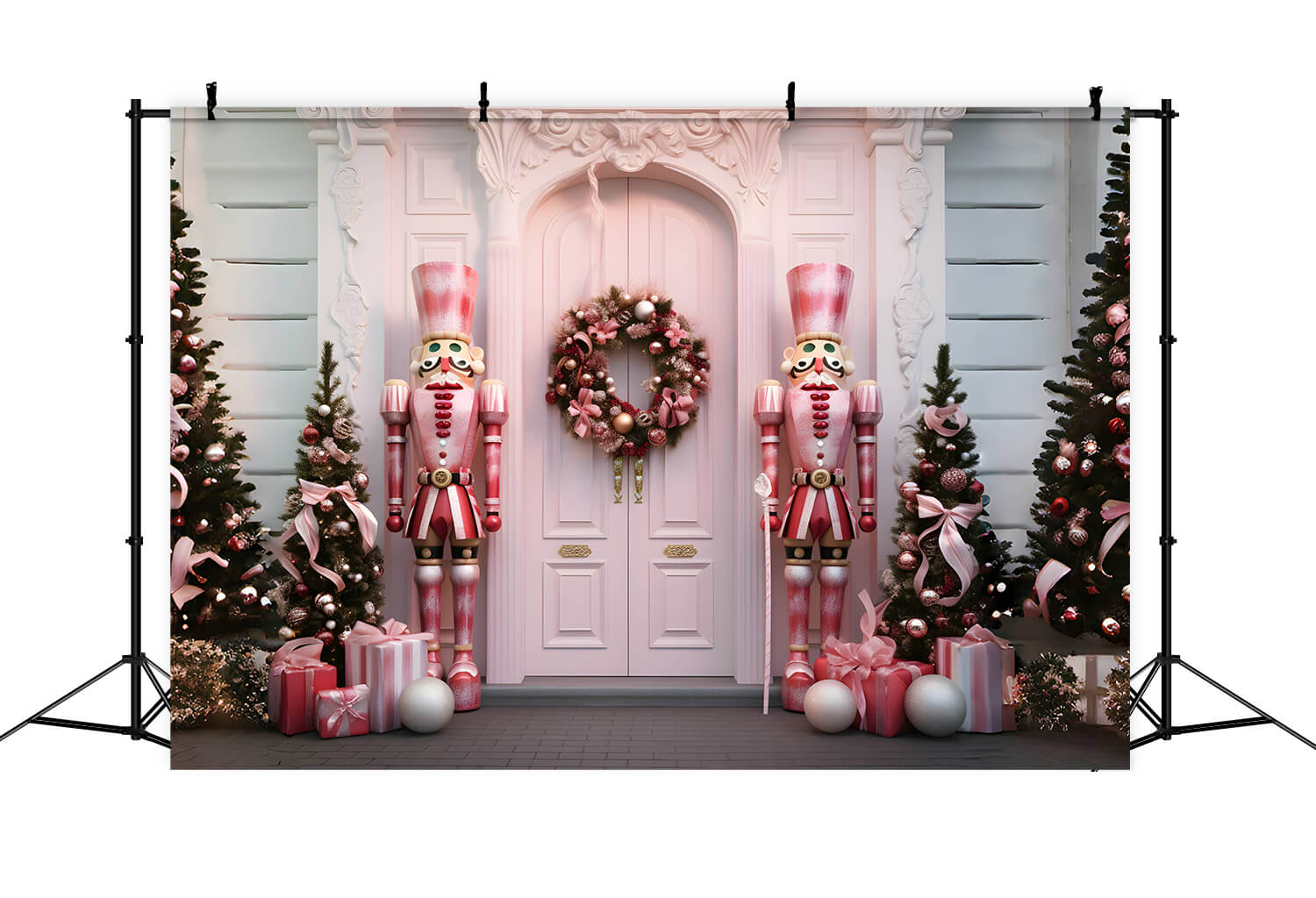 Pink Nutcracker Christmas Tree Door Backdrop RR6-48