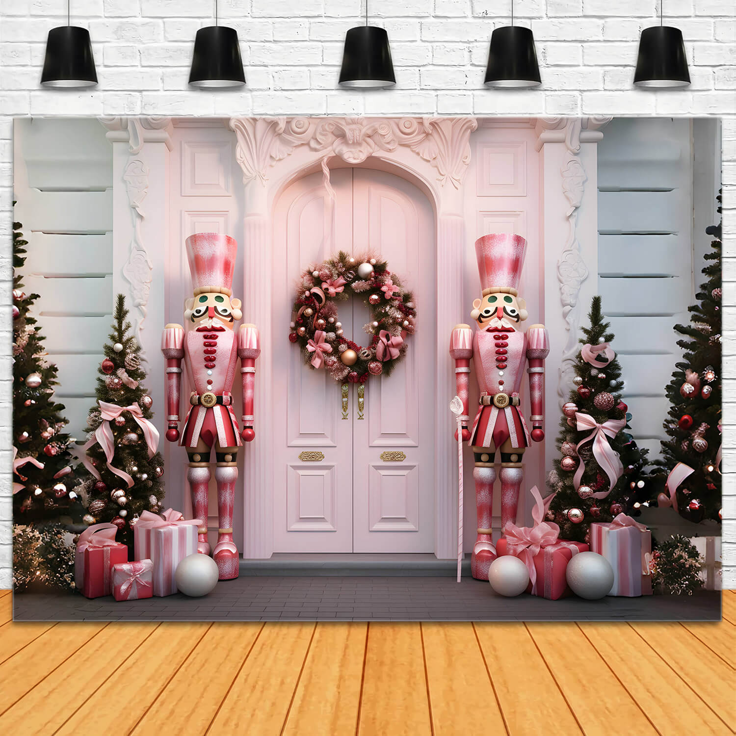 Pink Nutcracker Christmas Tree Door Backdrop RR6-48