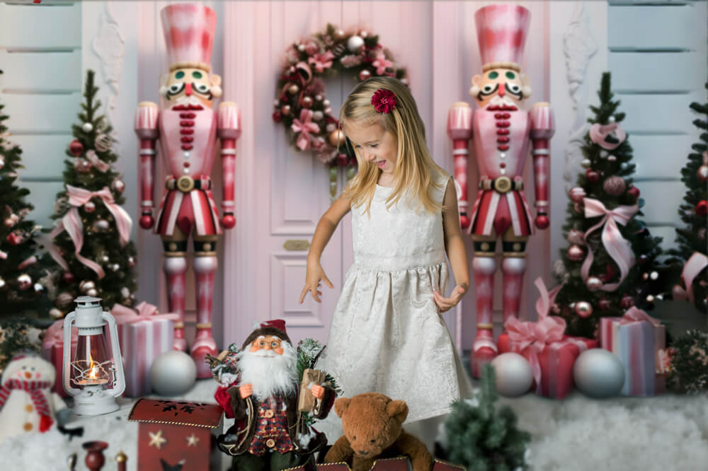 Pink Nutcracker Christmas Tree Door Backdrop RR6-48