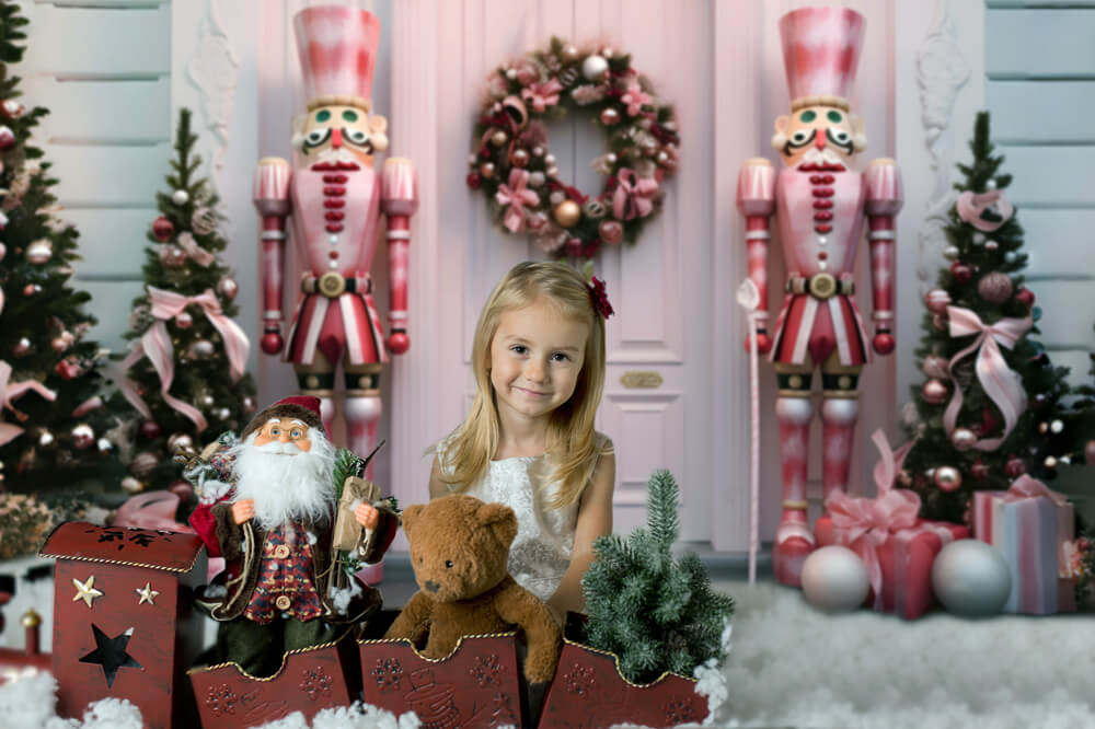 Pink Nutcracker Christmas Tree Door Backdrop RR6-48