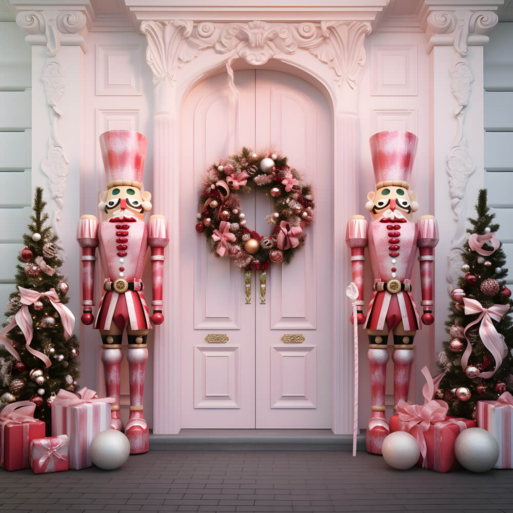 Pink Nutcracker Christmas Tree Door Backdrop RR6-48