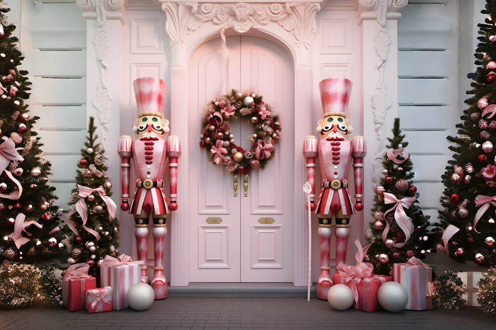 Pink Nutcracker Christmas Tree Door Backdrop RR6-48