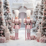 Christmas Tree Snow Pink Nutcracker Backdrop RR6-49