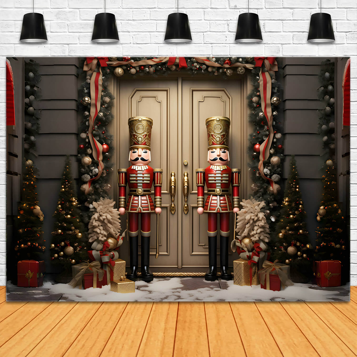 Nutcracker Christmas Night Door House Backdrop RR6-50