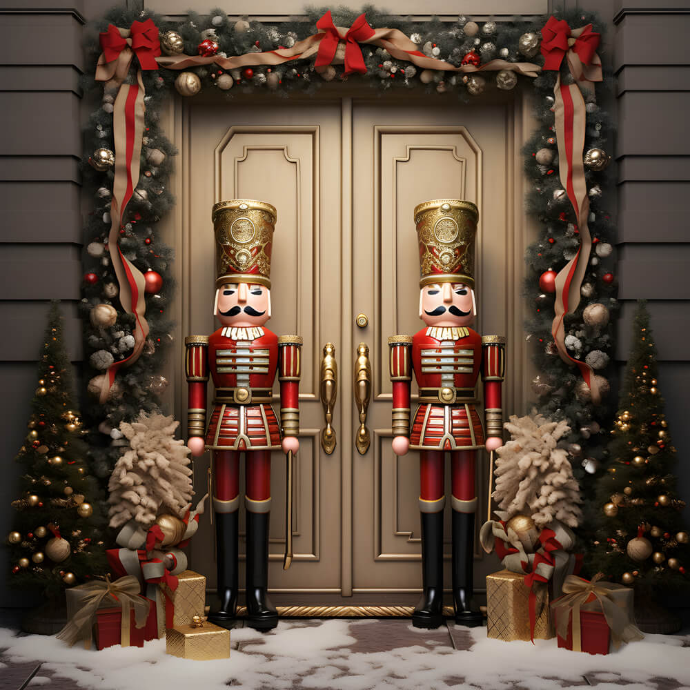 Nutcracker Christmas Night Door House Backdrop RR6-50