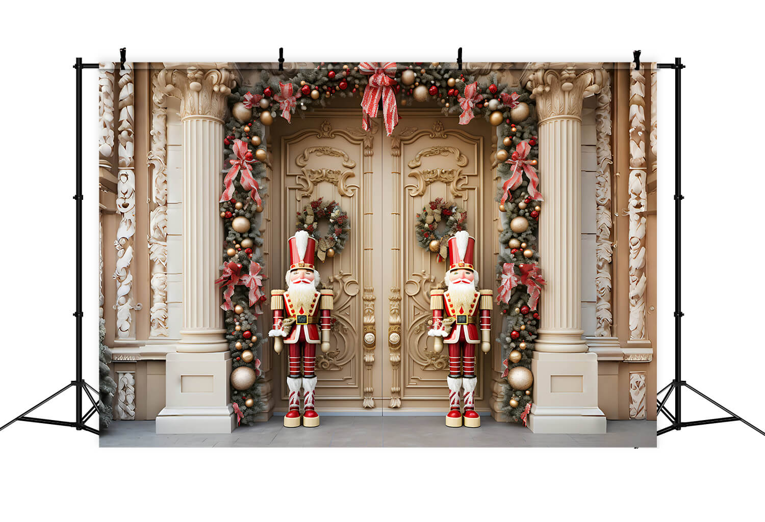 Luxury Christmas Door Wreath Nutcracker Backdrop RR6-51