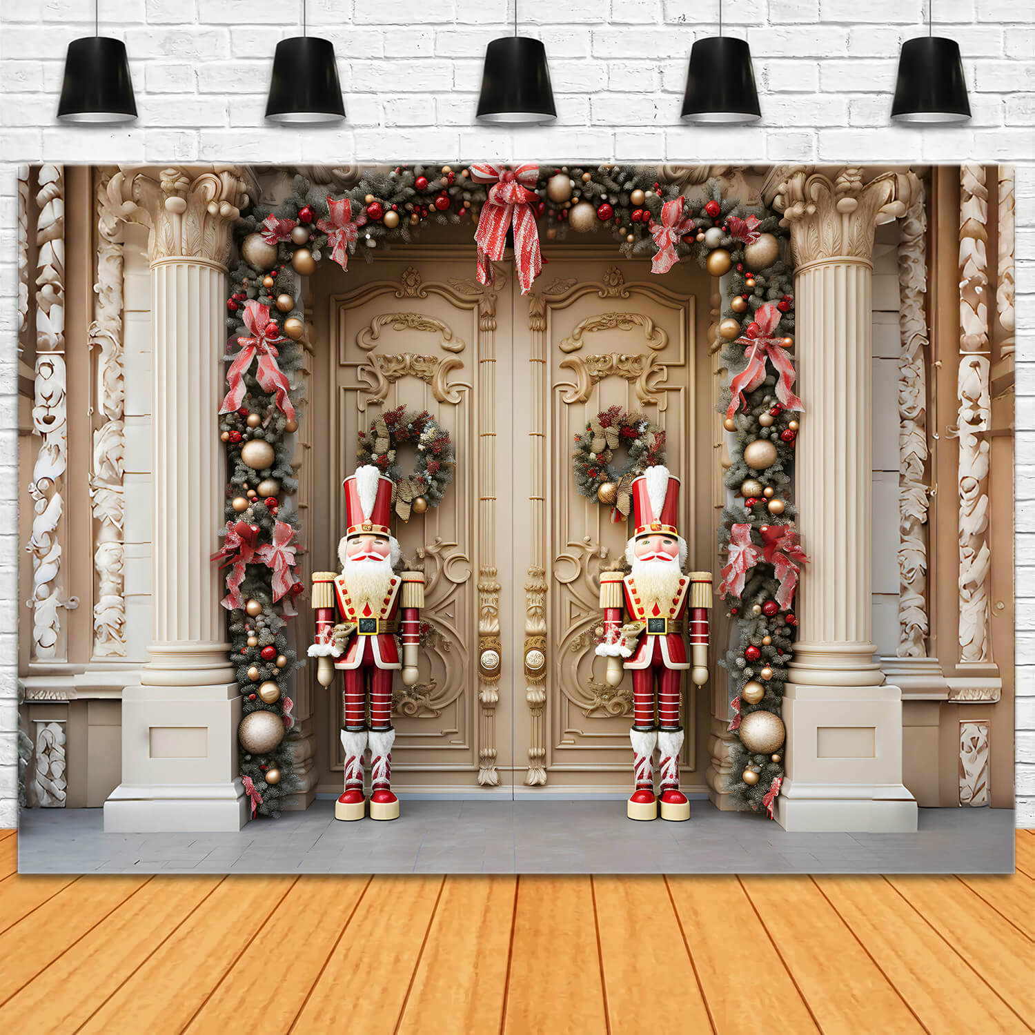 Luxury Christmas Door Wreath Nutcracker Backdrop RR6-51