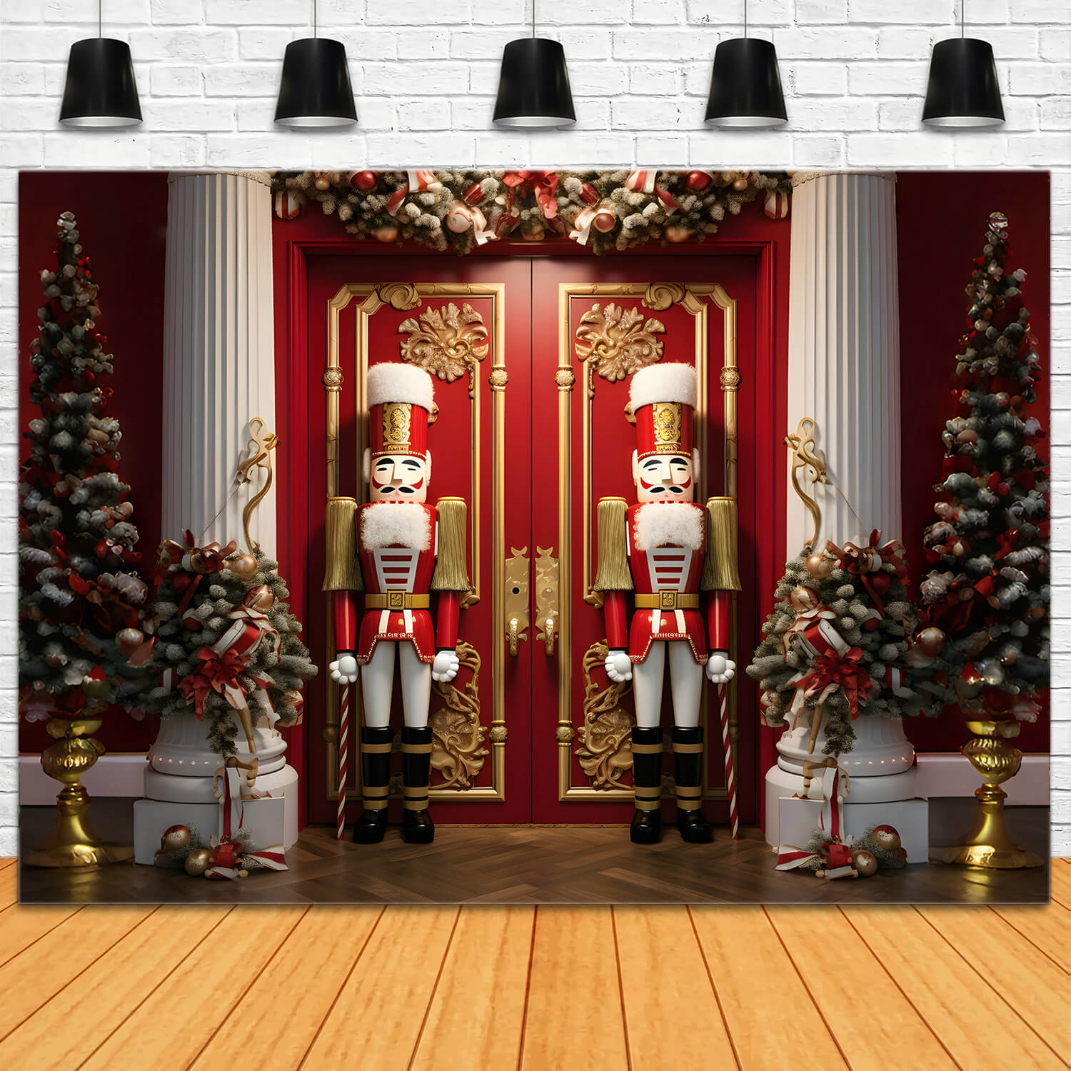 Nutcracker Christmas Trees Door Photography Backdrop RR6-52