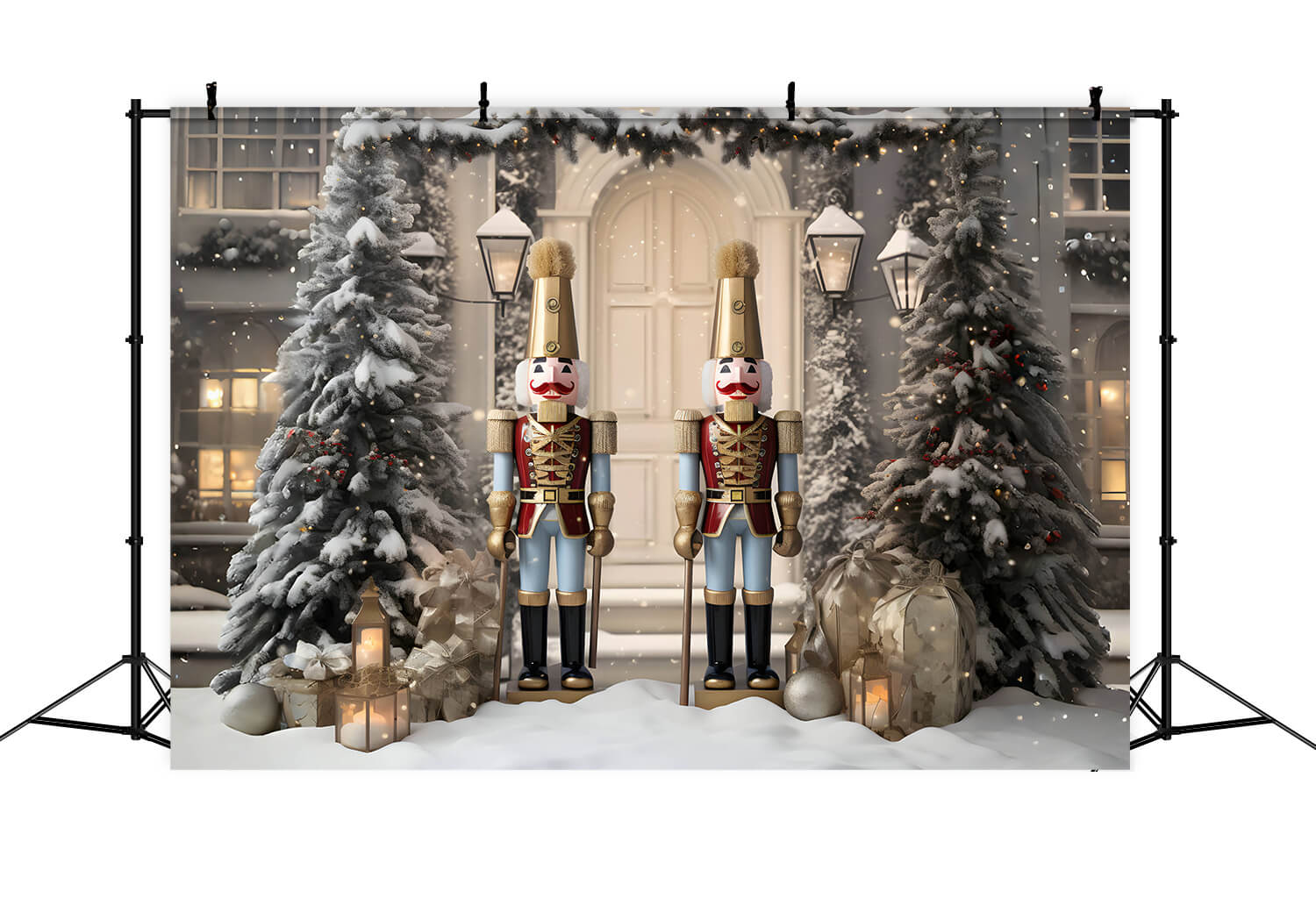 Snowy Christmas Tree House Nutcracker Backdrop RR6-58