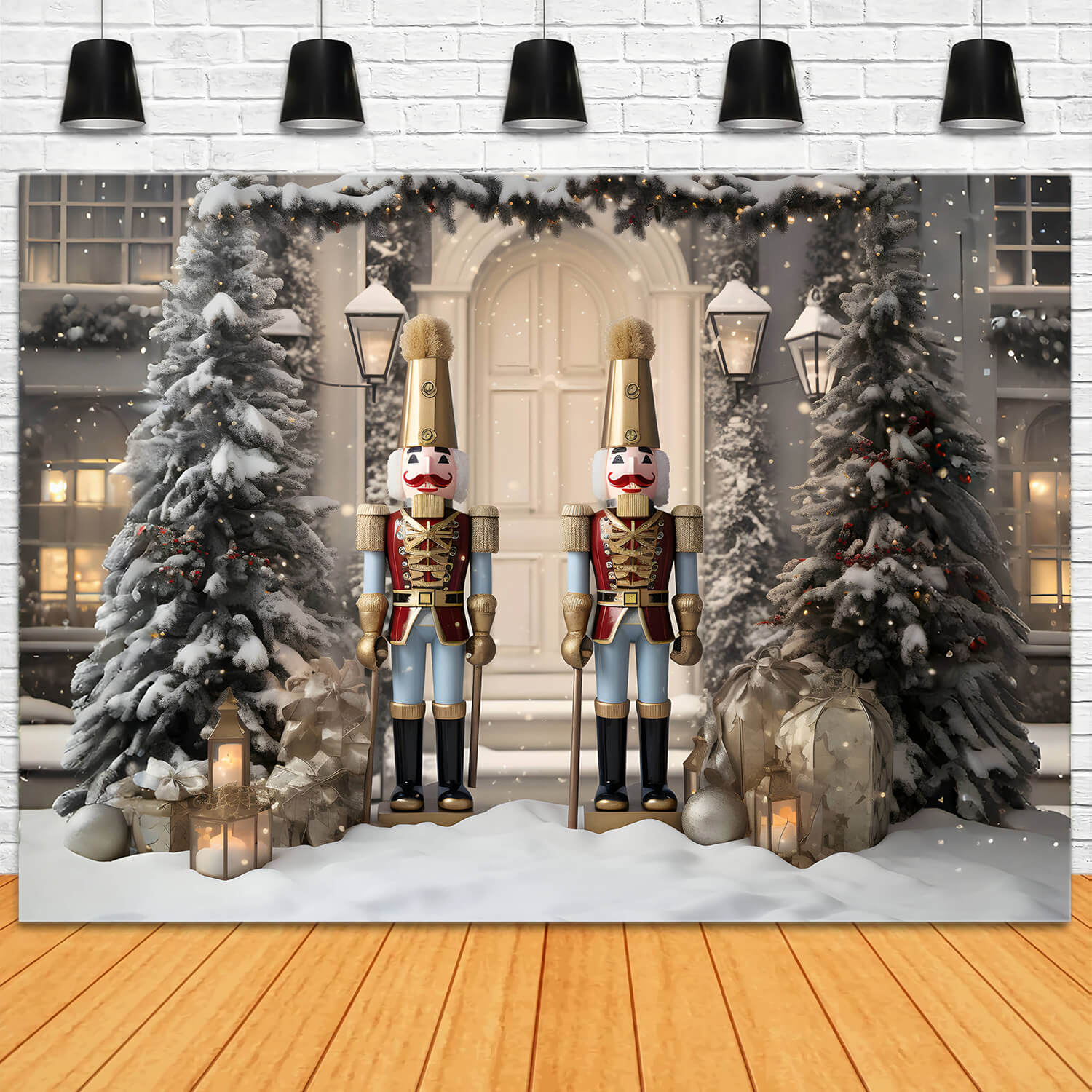 Snowy Christmas Tree House Nutcracker Backdrop RR6-58