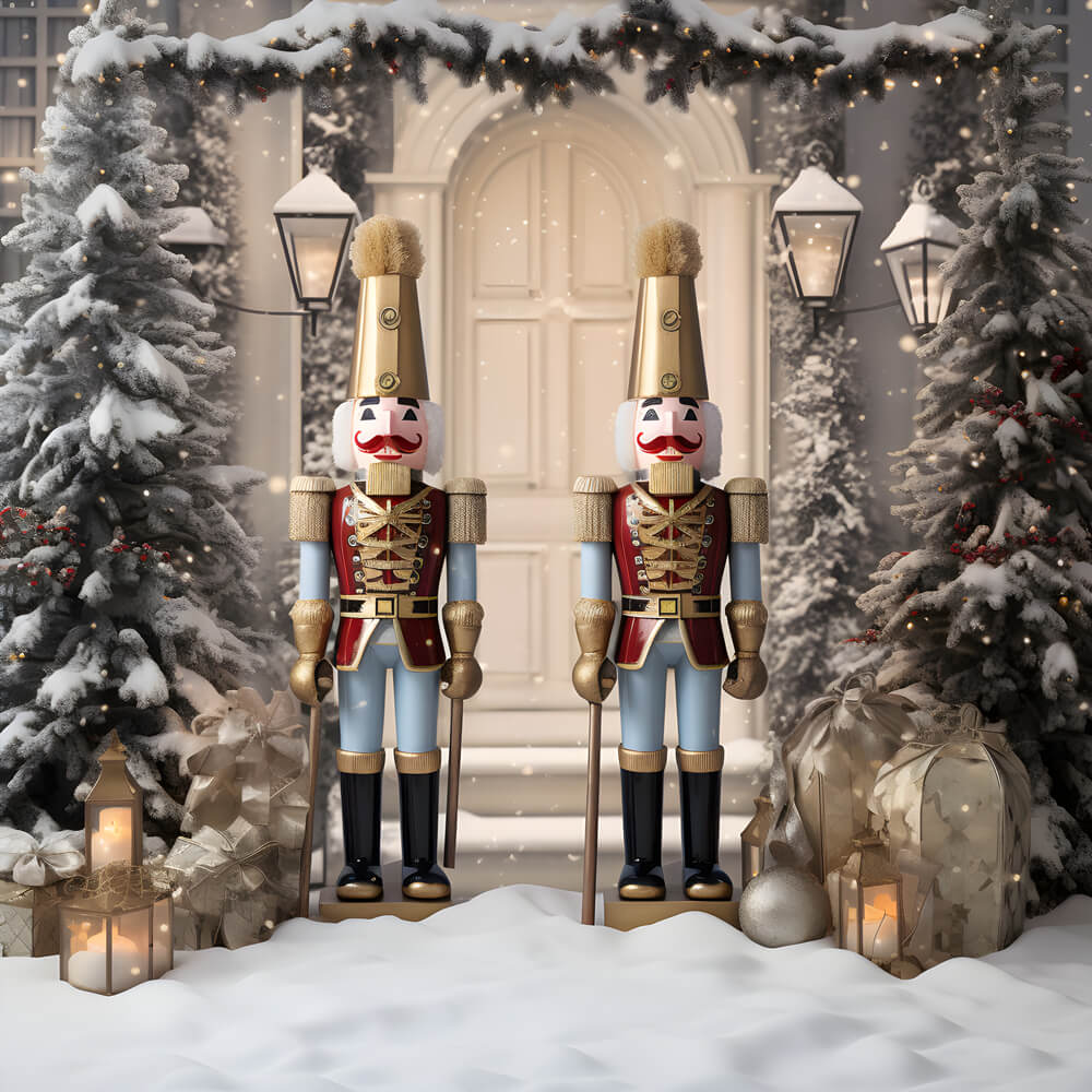 Snowy Christmas Tree House Nutcracker Backdrop RR6-58