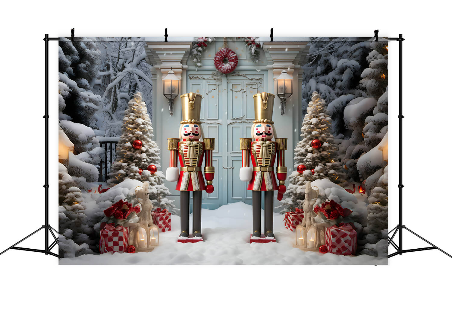 Nutcracker Winter Snow Christmas Trees Backdrop RR6-59