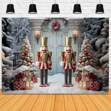 Nutcracker Winter Snow Christmas Trees Backdrop RR6-59