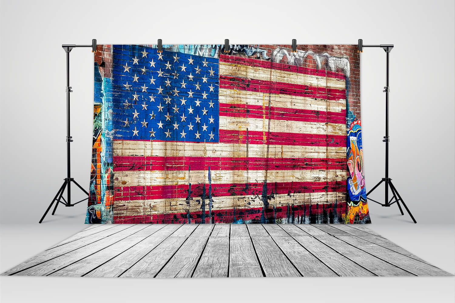 American Flag Vintage Wall 4th of July Backdrop RR6-6