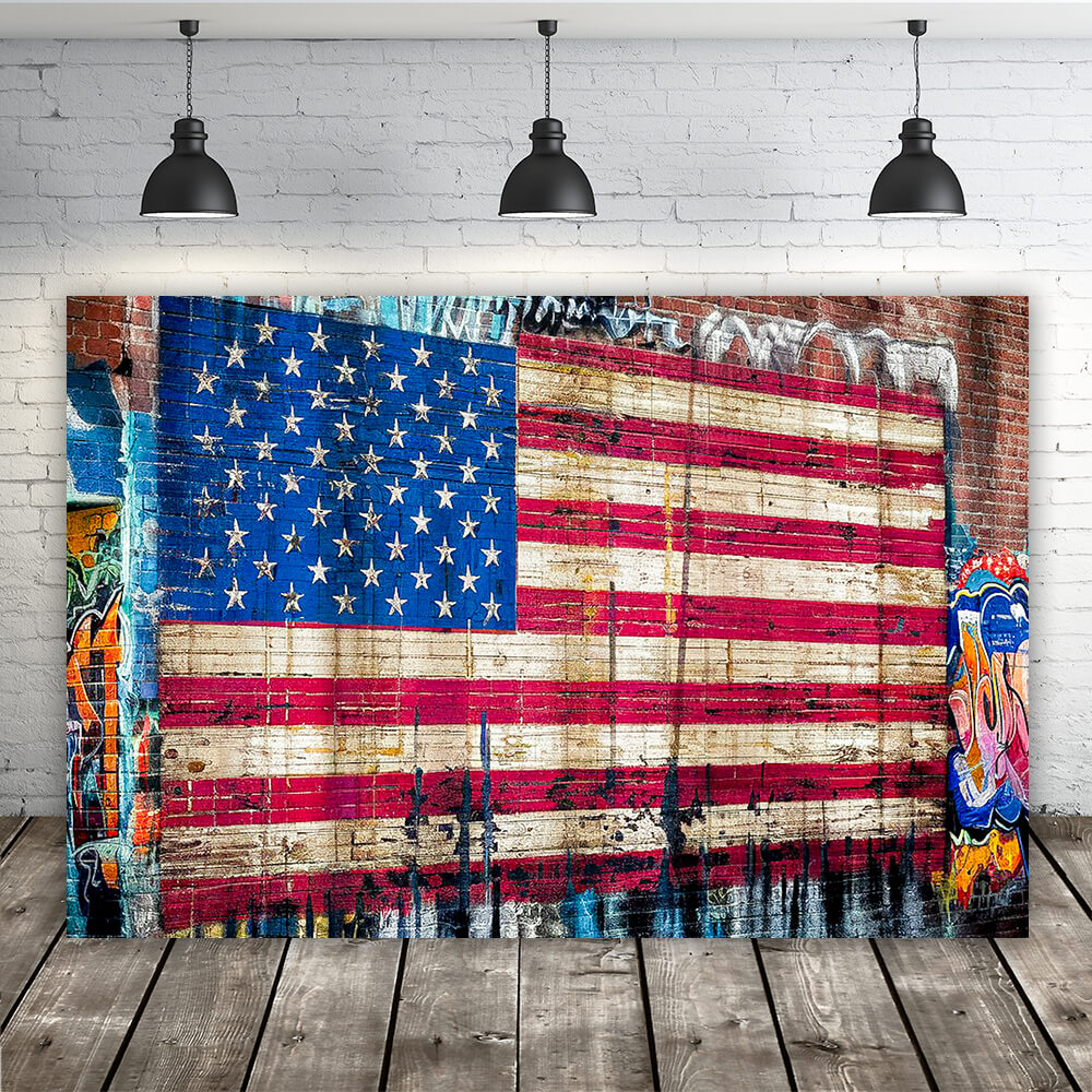 American Flag Vintage Wall 4th of July Backdrop RR6-6