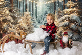 Winter Snowy Forest Snowflake Lights Backdrop RR6-60