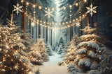 Winter Snowy Forest Snowflake Lights Backdrop RR6-60