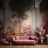 Pink Sofa Floral Retro Wall Living Room Backdrop RR6-62