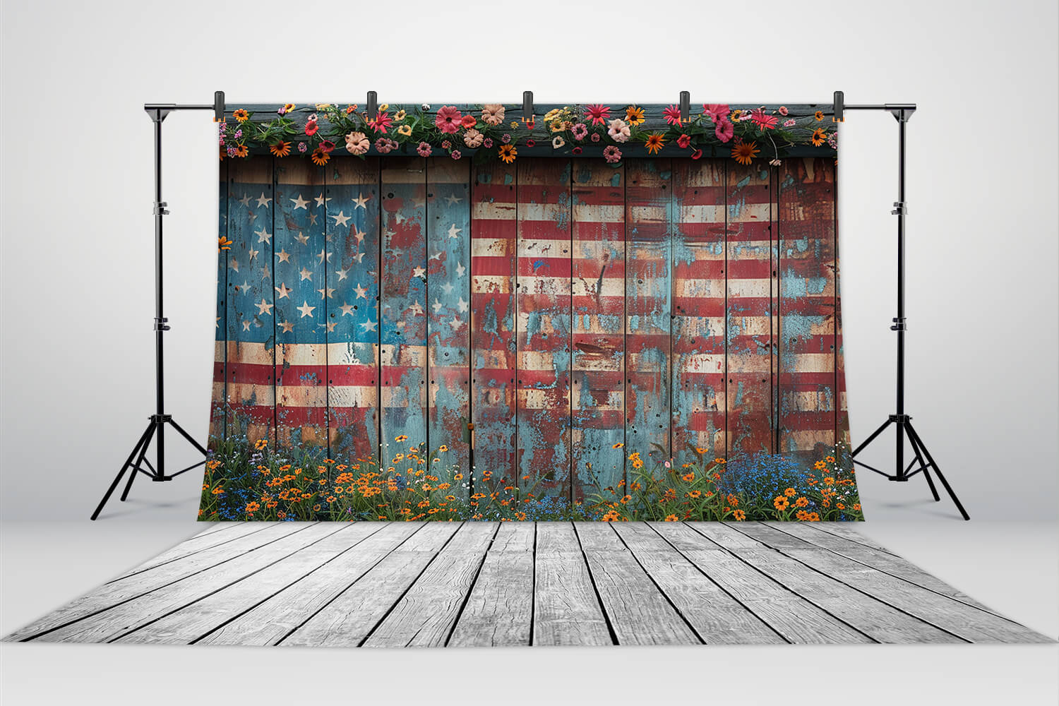 USA Flag Wood Wall Independence Day Backdrop RR6-7