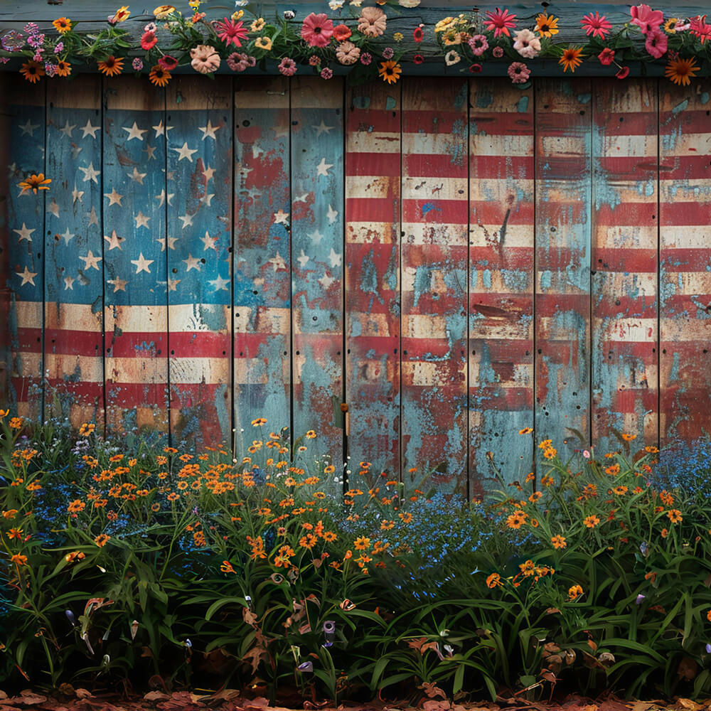 USA Flag Wood Wall Independence Day Backdrop RR6-7