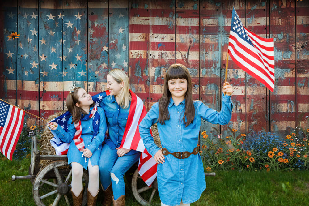 USA Flag Wood Wall Independence Day Backdrop RR6-7