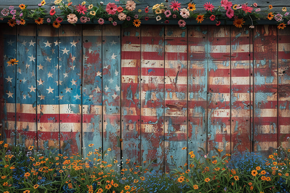 USA Flag Wood Wall Independence Day Backdrop RR6-7