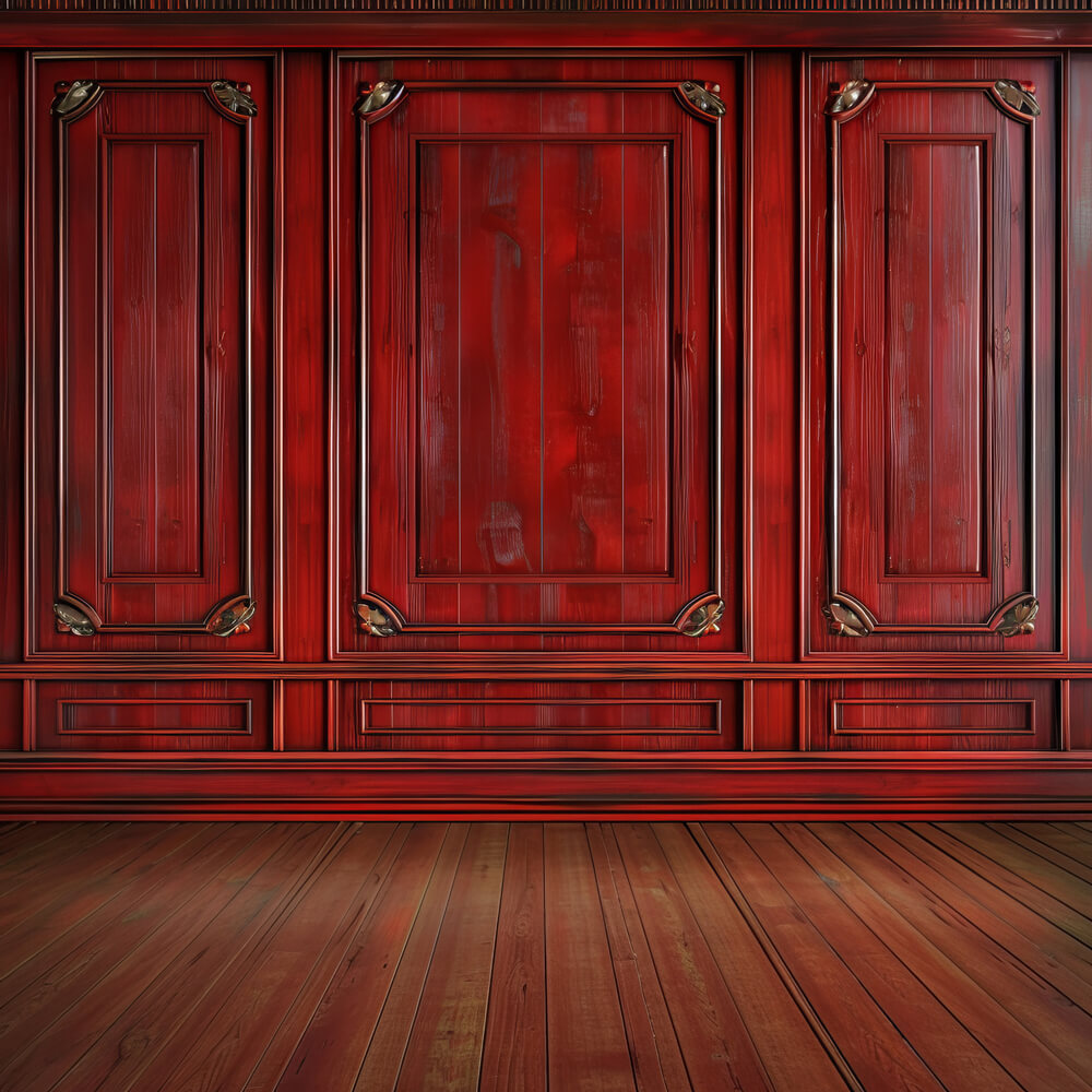 Vintage Red Retro Wall Wooden Floor Backdrop RR6-70