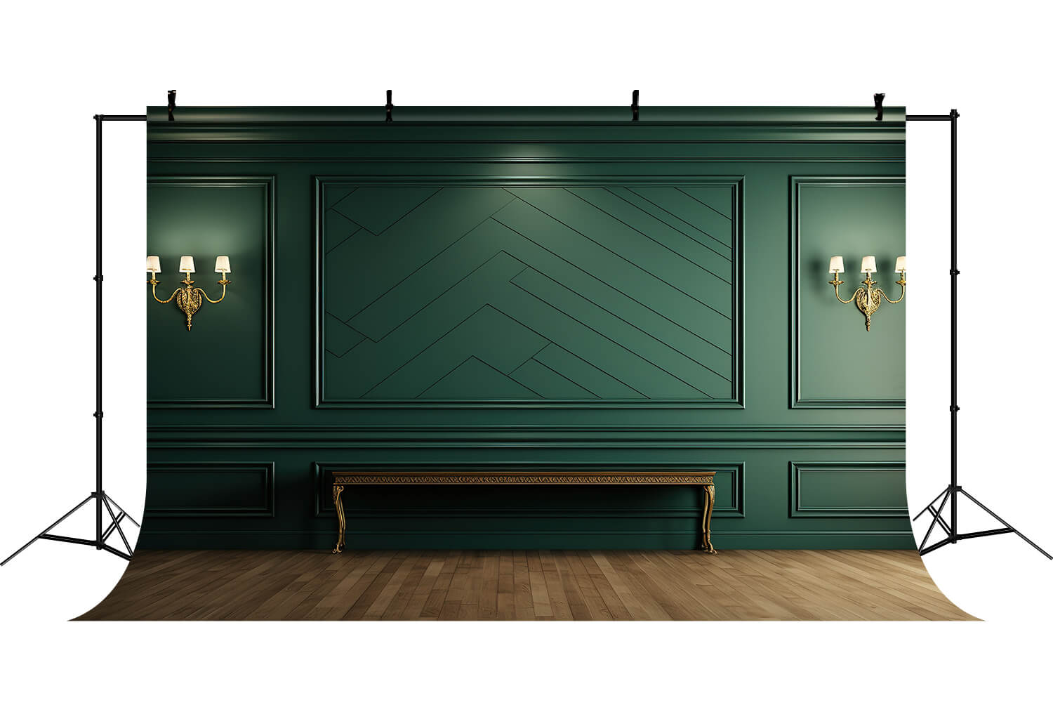 Green Retro Wall Wooden Floor Backdrop RR6-77