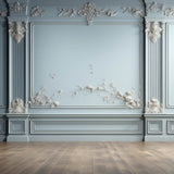 Light Blue Retro Chic Wall Wood Floor Backdrop RR6-84