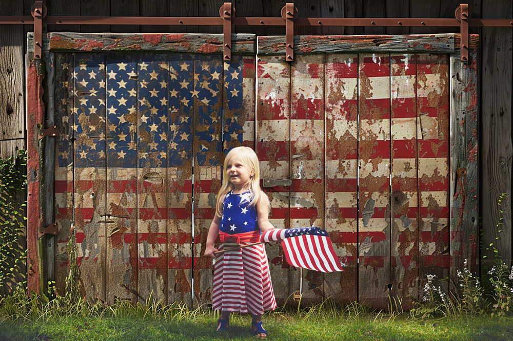 Vintage American Flag Barn Wall Patriotic Backdrop RR6-9