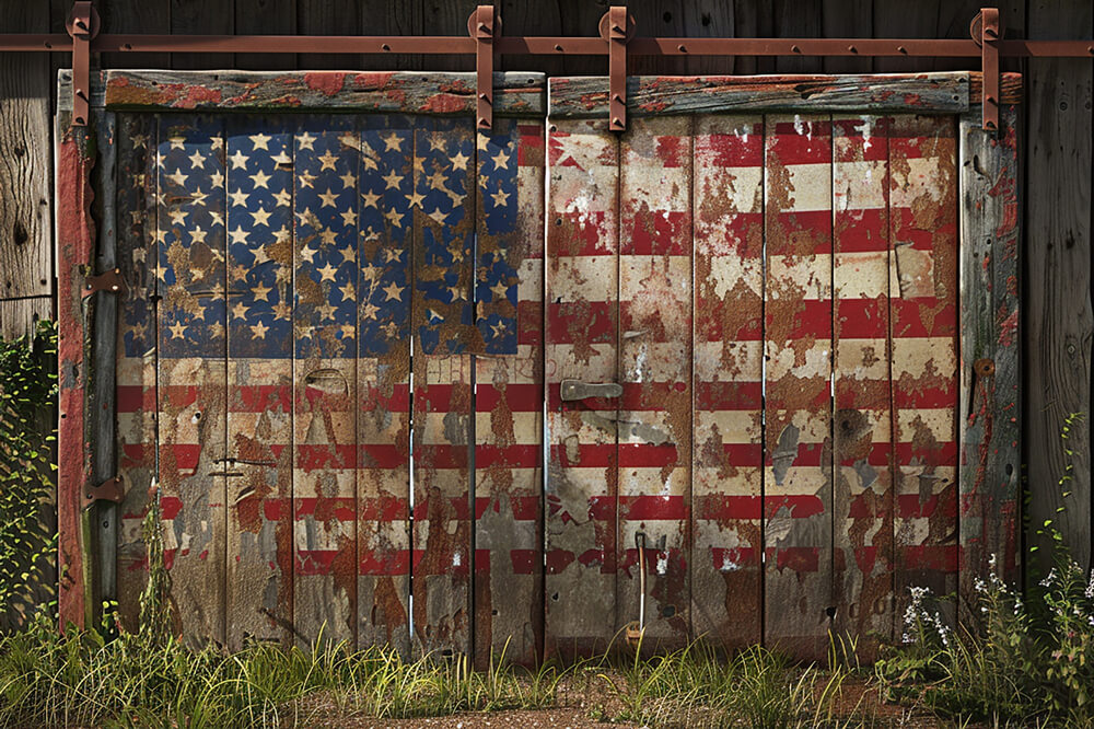 Vintage American Flag Barn Wall Patriotic Backdrop RR6-9