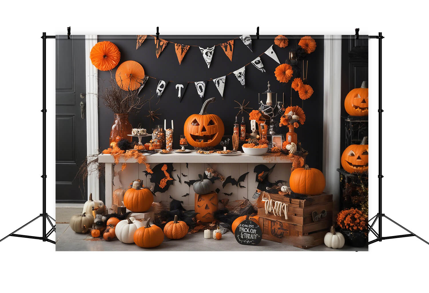 Pumpkins Bats Halloween Photography Backdrop RR7-101