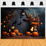 Halloween Pumpkin Lanterns Bats Backdrop RR7-102