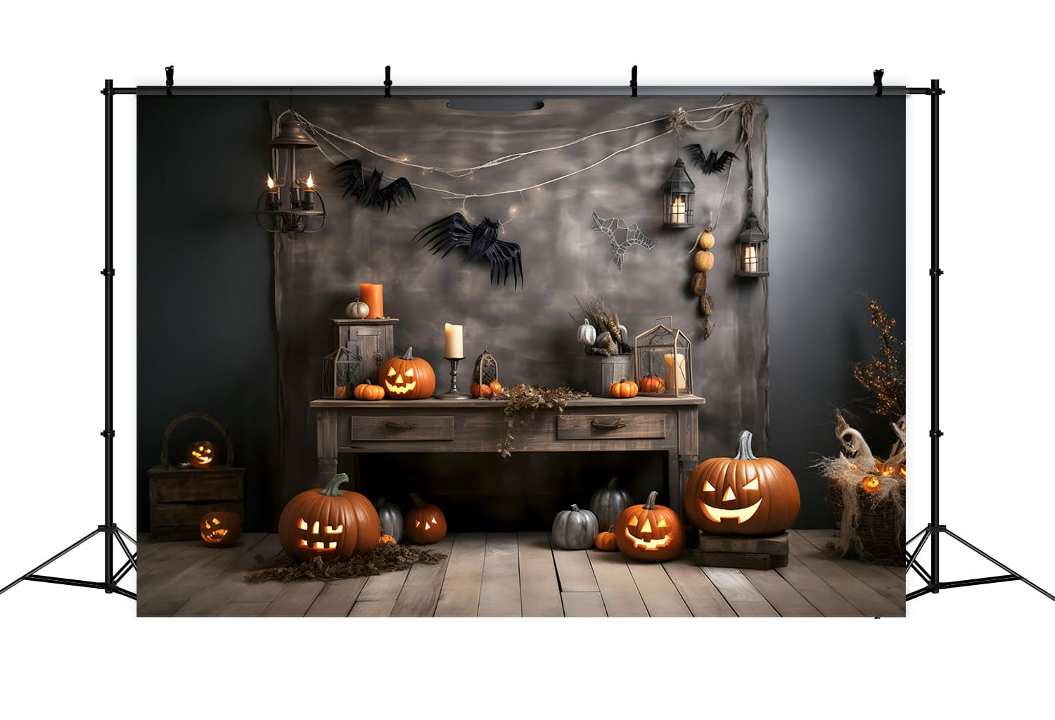 Halloween Pumpkin Lanterns Photography Backdrop RR7-104