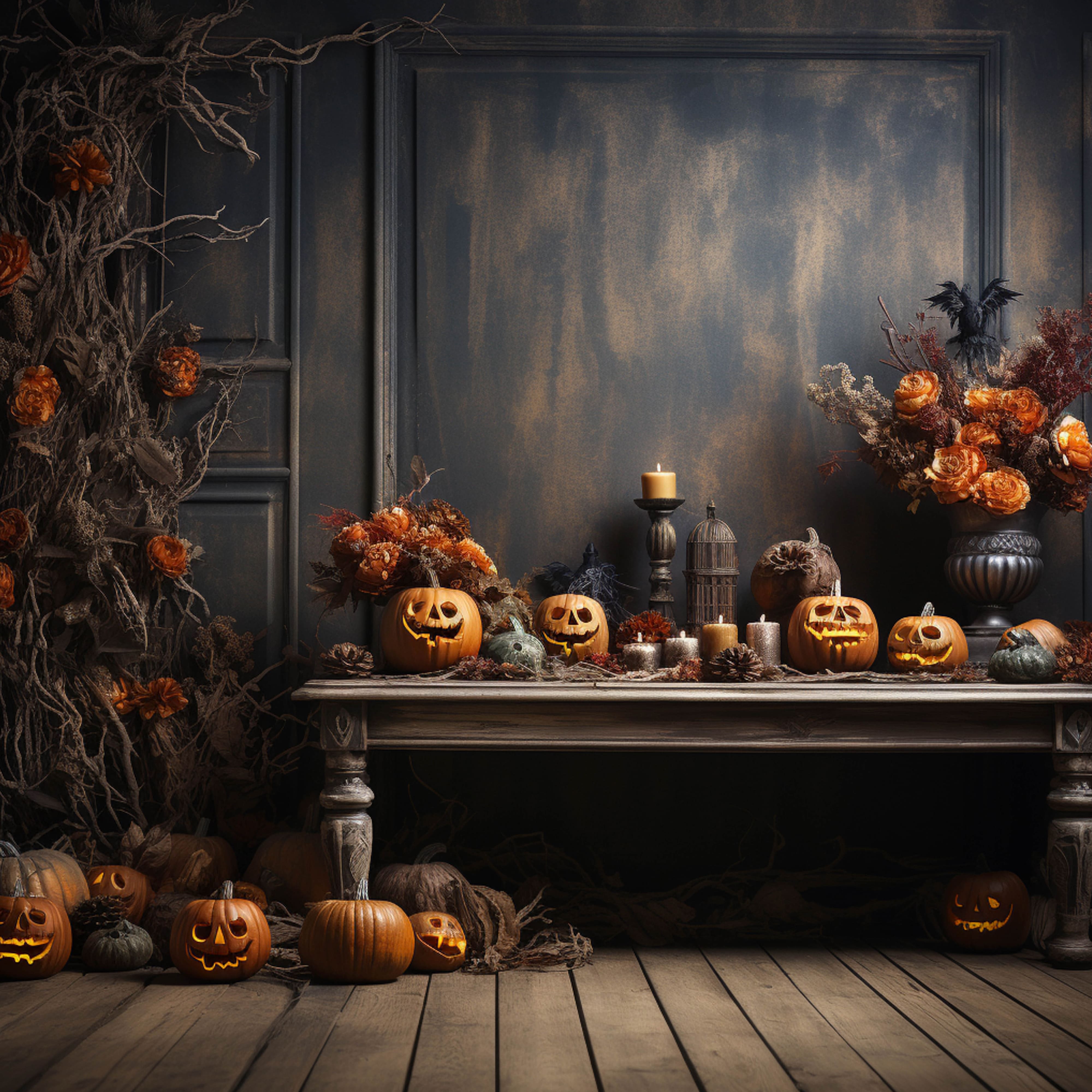 Pumpkins Vintage Wall Halloween Backdrop RR7-106