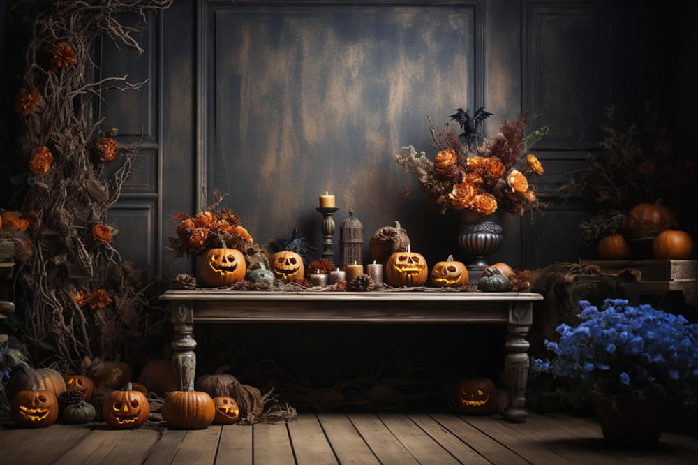 Pumpkins Vintage Wall Halloween Backdrop RR7-106