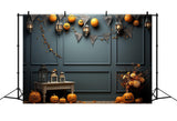 Pumpkins Decorated Wall Halloween Backdrop RR7-108