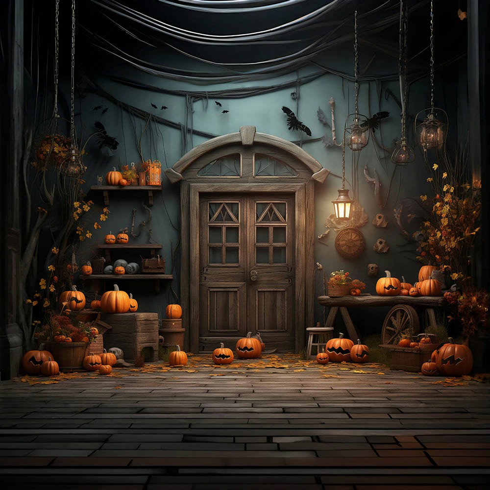 Halloween Pumpkins Barn Door Photography Backdrop RR7-109