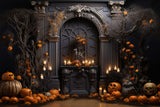 Pumpkins Candles Halloween Wall Backdrop RR7-112