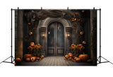 Mansion Front Door Pumpkins Halloween Backdrop RR7-113